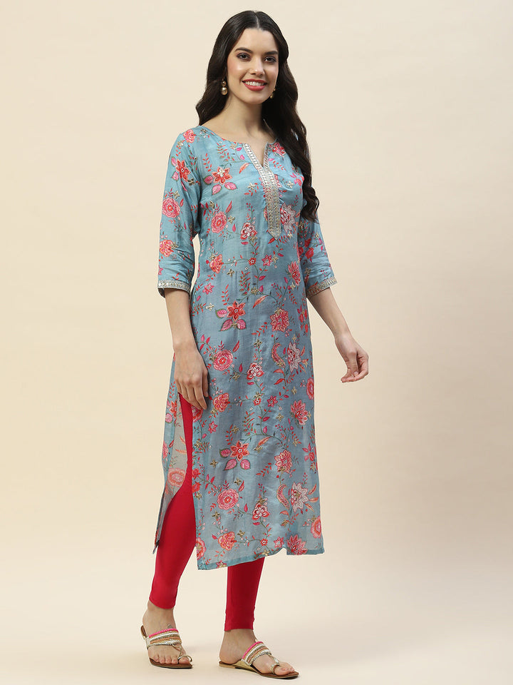 Gota Work Printed Muslin Kurta