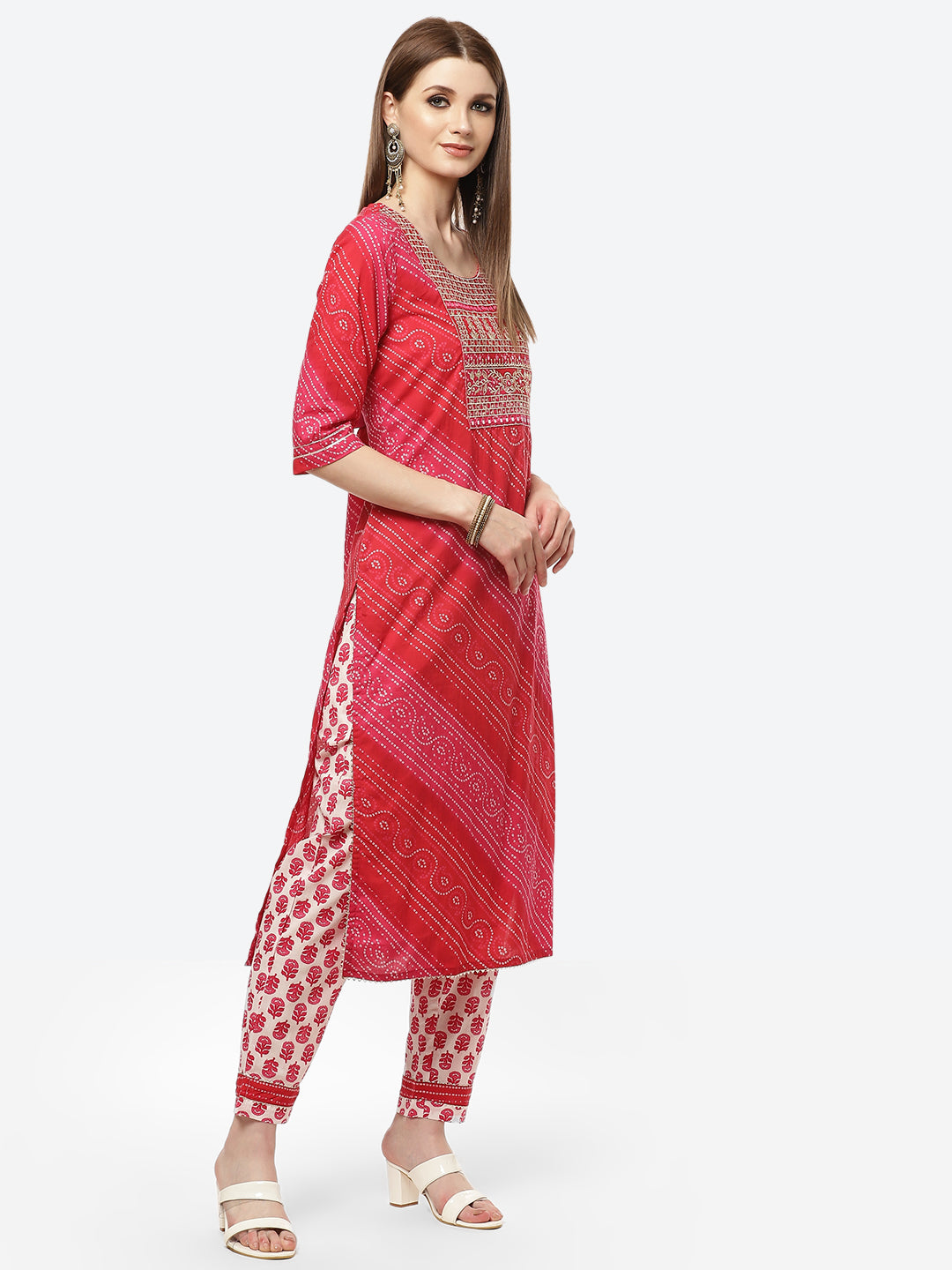 Cotton Printed Kurti with Pant and Dupatta