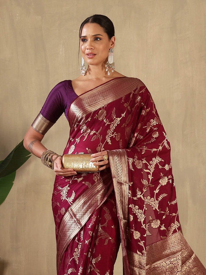 Plain Crepe Saree