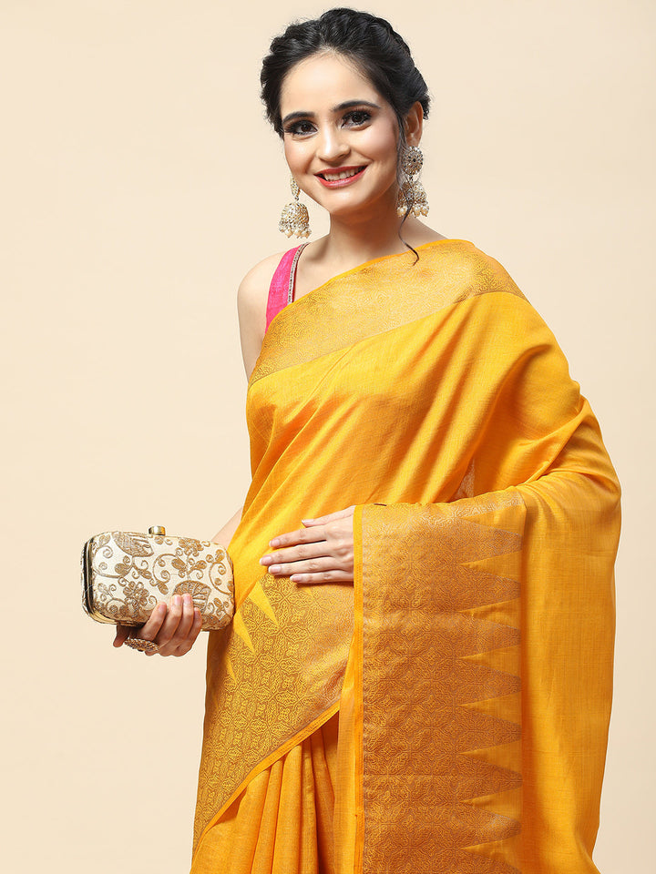 Plain Zari Border Handloom Woven Saree