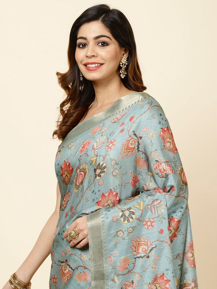 Digital Printed Tussar Saree
