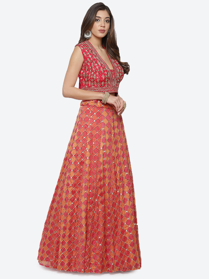 Sequence Work Georgette Choli With Lehenga &amp; Net Dupatta