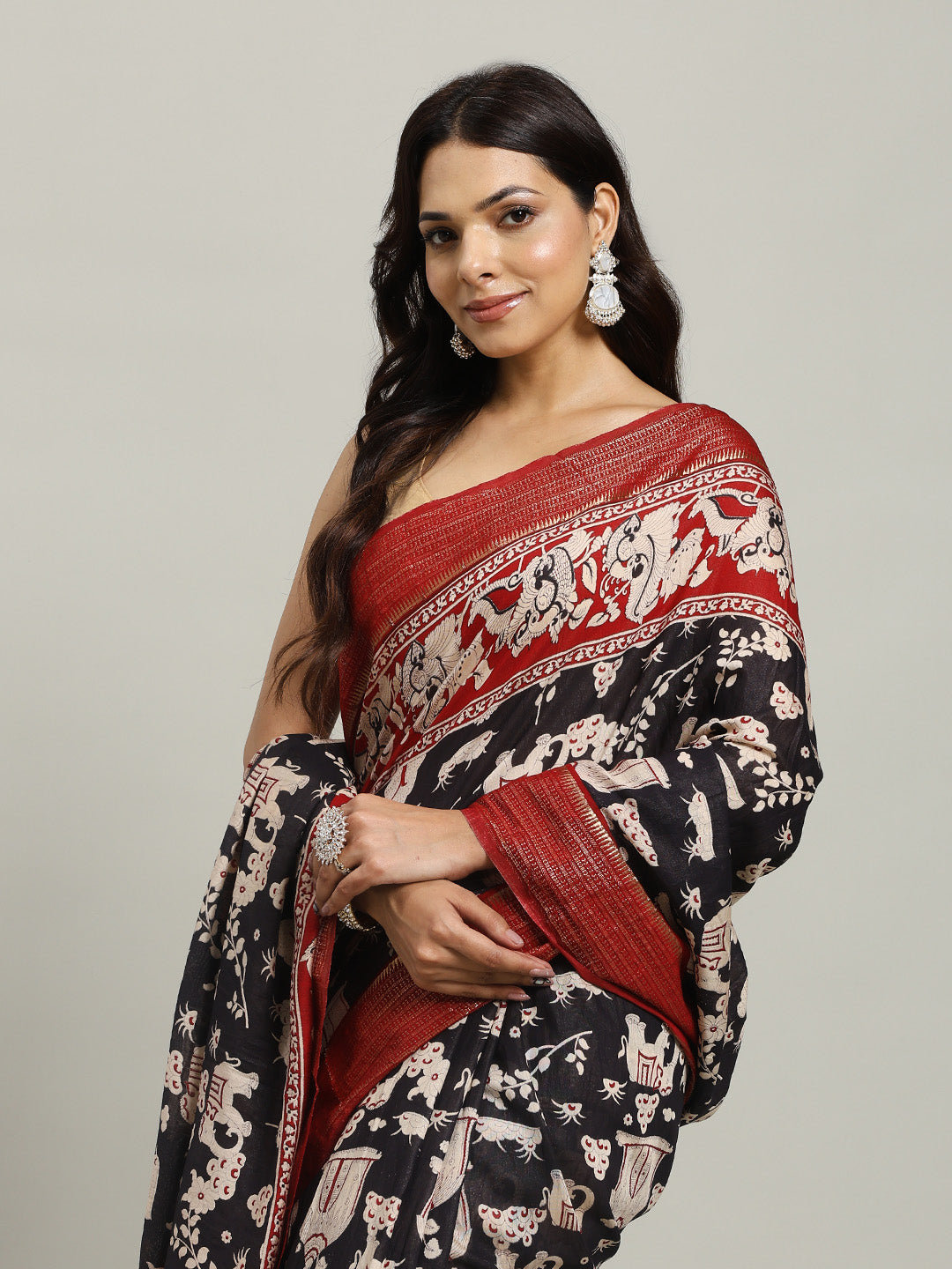 Digital Printed Cotton Blend Woven Saree