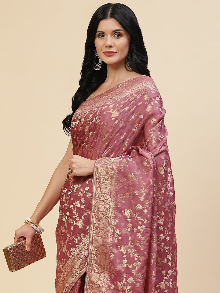 Zari Jaal Satin Woven Saree