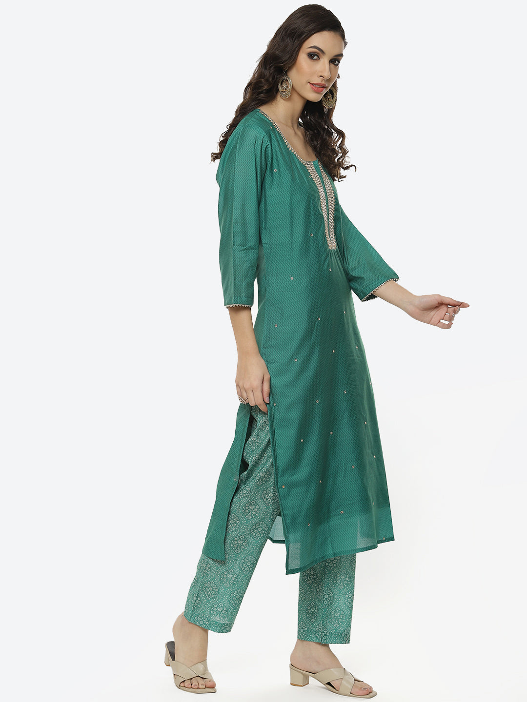 Printed Cotton Kurti With Pant And Dupatta