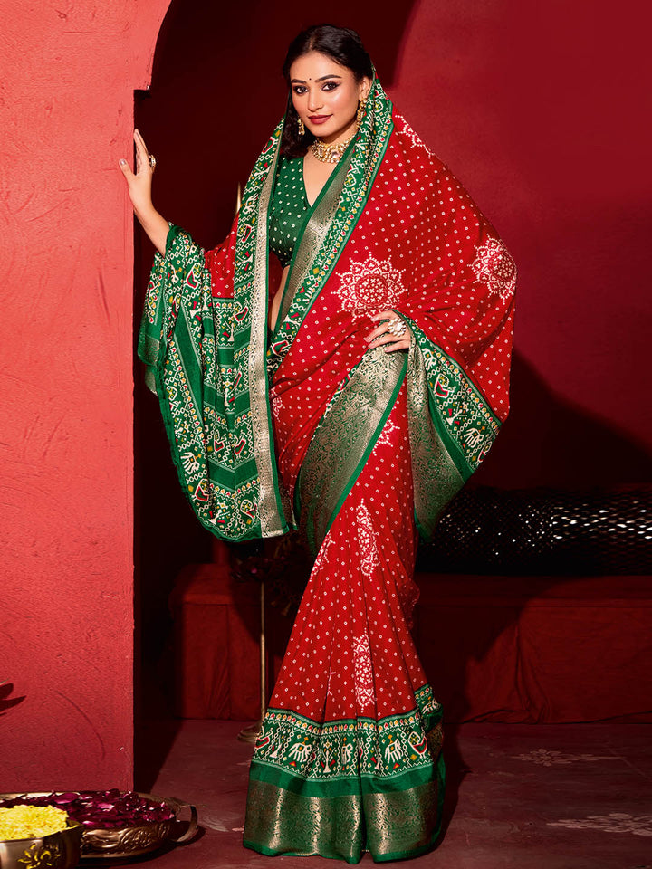 Bandhani Printed Art Silk Saree