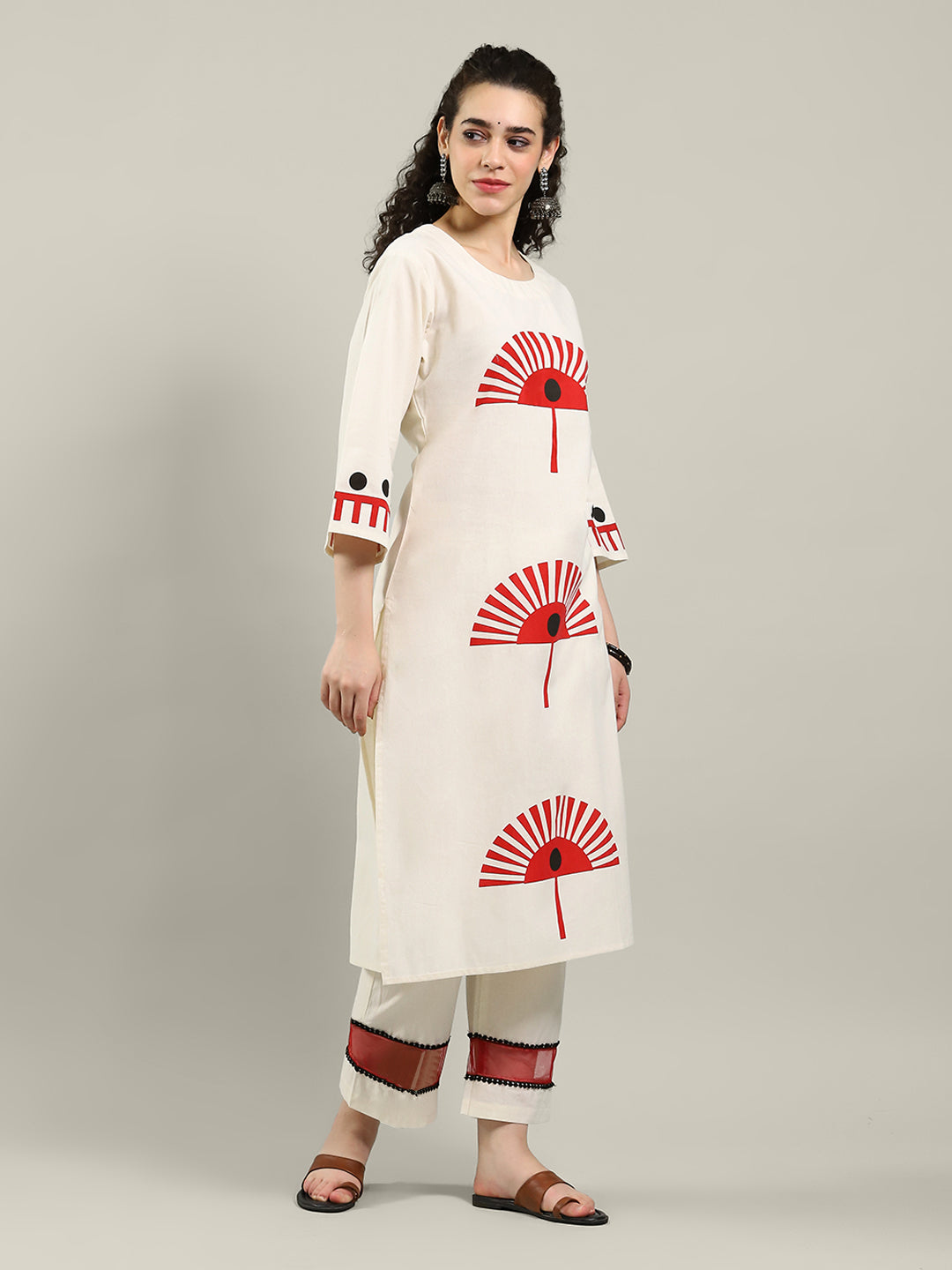 Printed Cotton Blend Kurta With Pants