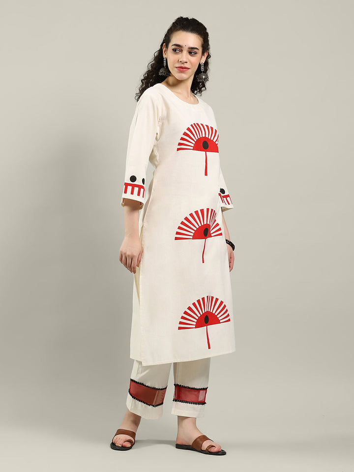Printed Cotton Blend Kurta With Pants