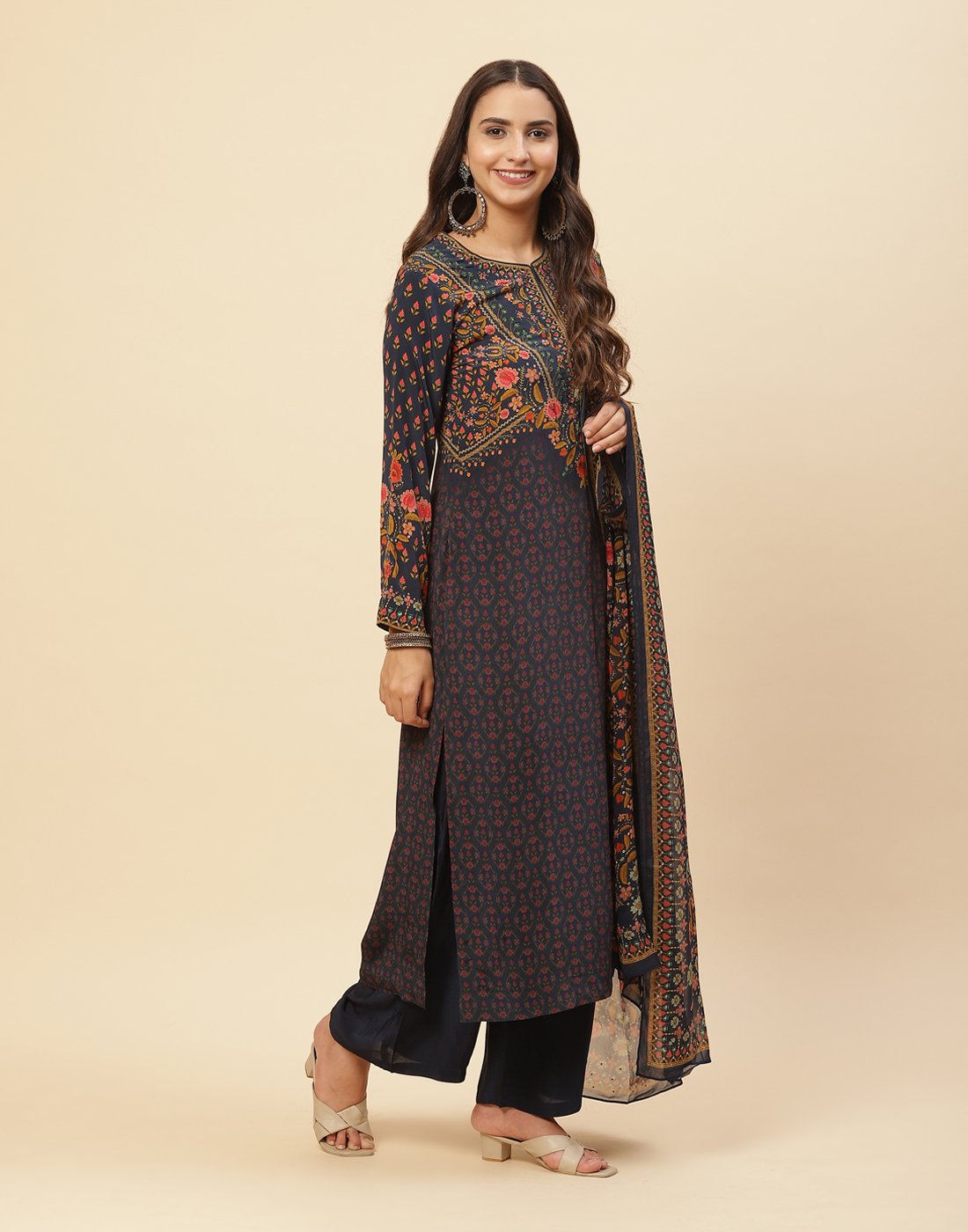 Digital Printed Crepe Salwar Kameez Stitched Suit With Georgette Dupatta