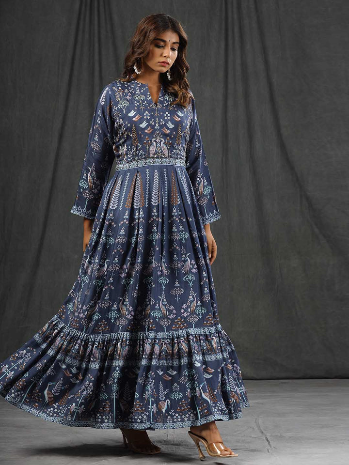 Digital Printed Cotton Gown Dress