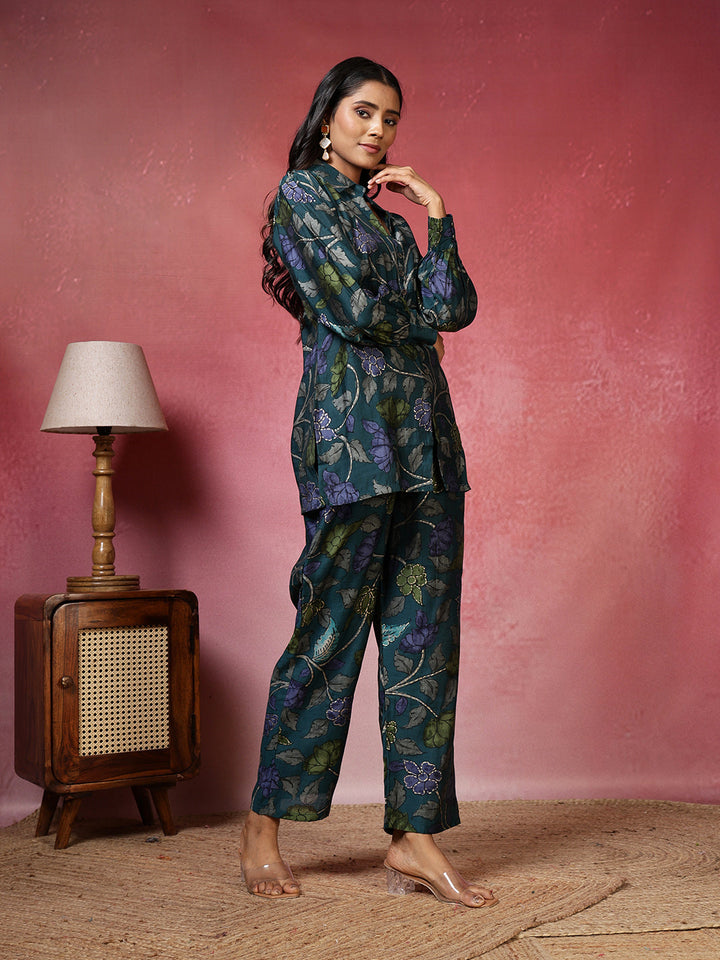 Printed Cotton Blend Kurta With Pants