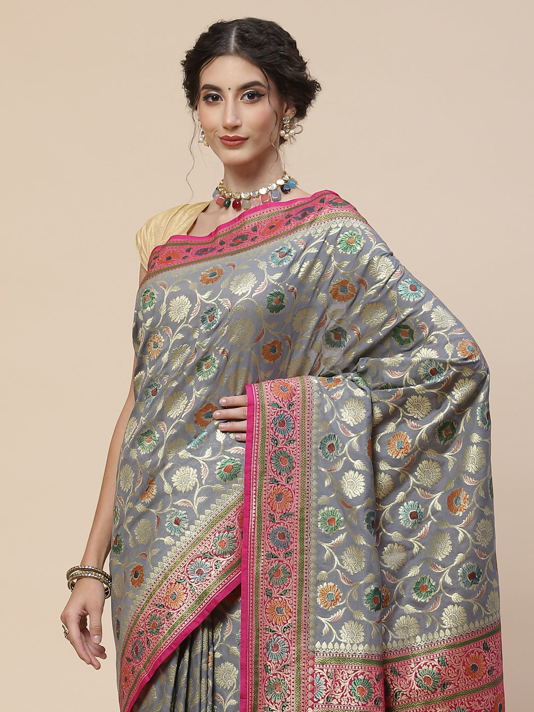 Zari Jaal Banarasi Woven Saree