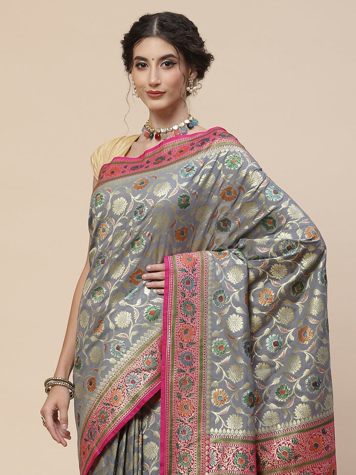 Zari Jaal Banarasi Woven Saree