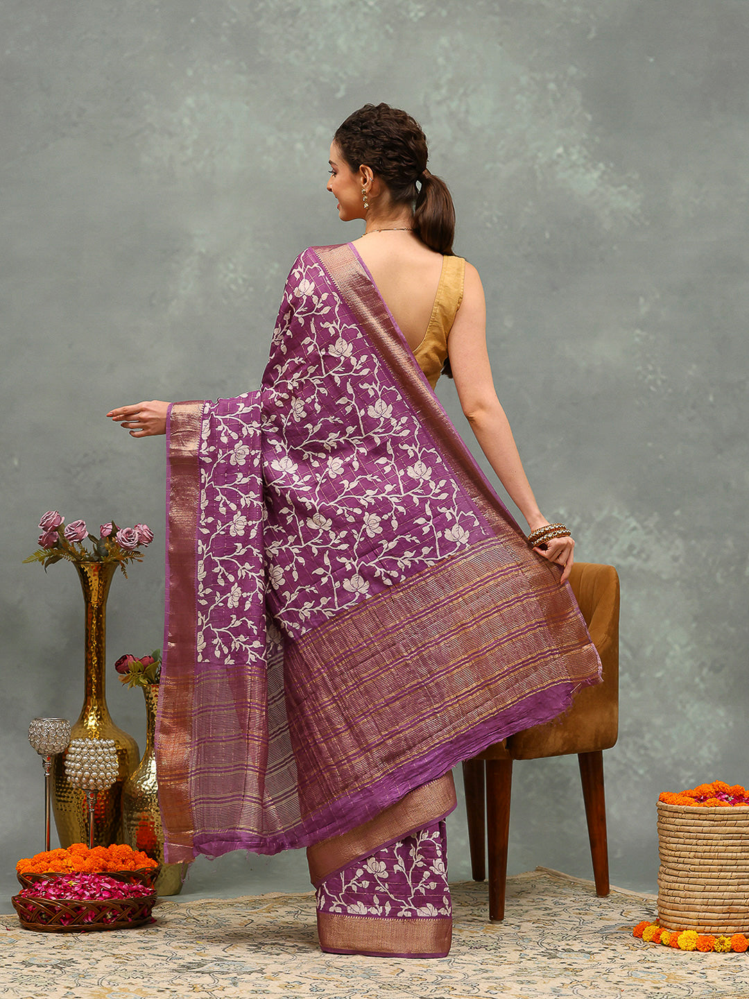 Floral Printed Art Silk Saree