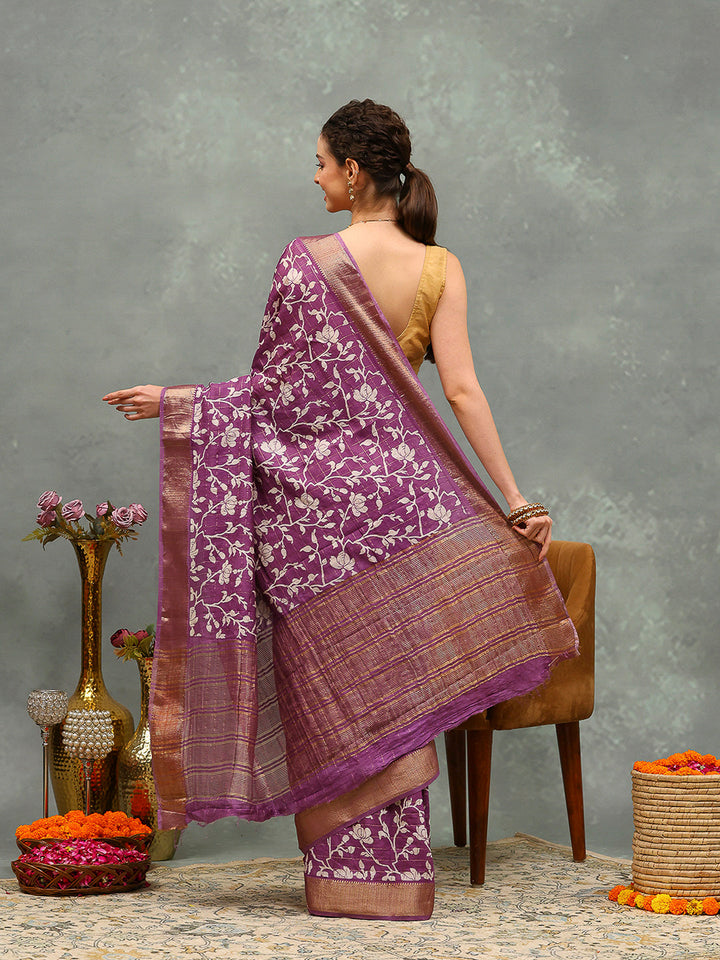 Floral Printed Art Silk Saree