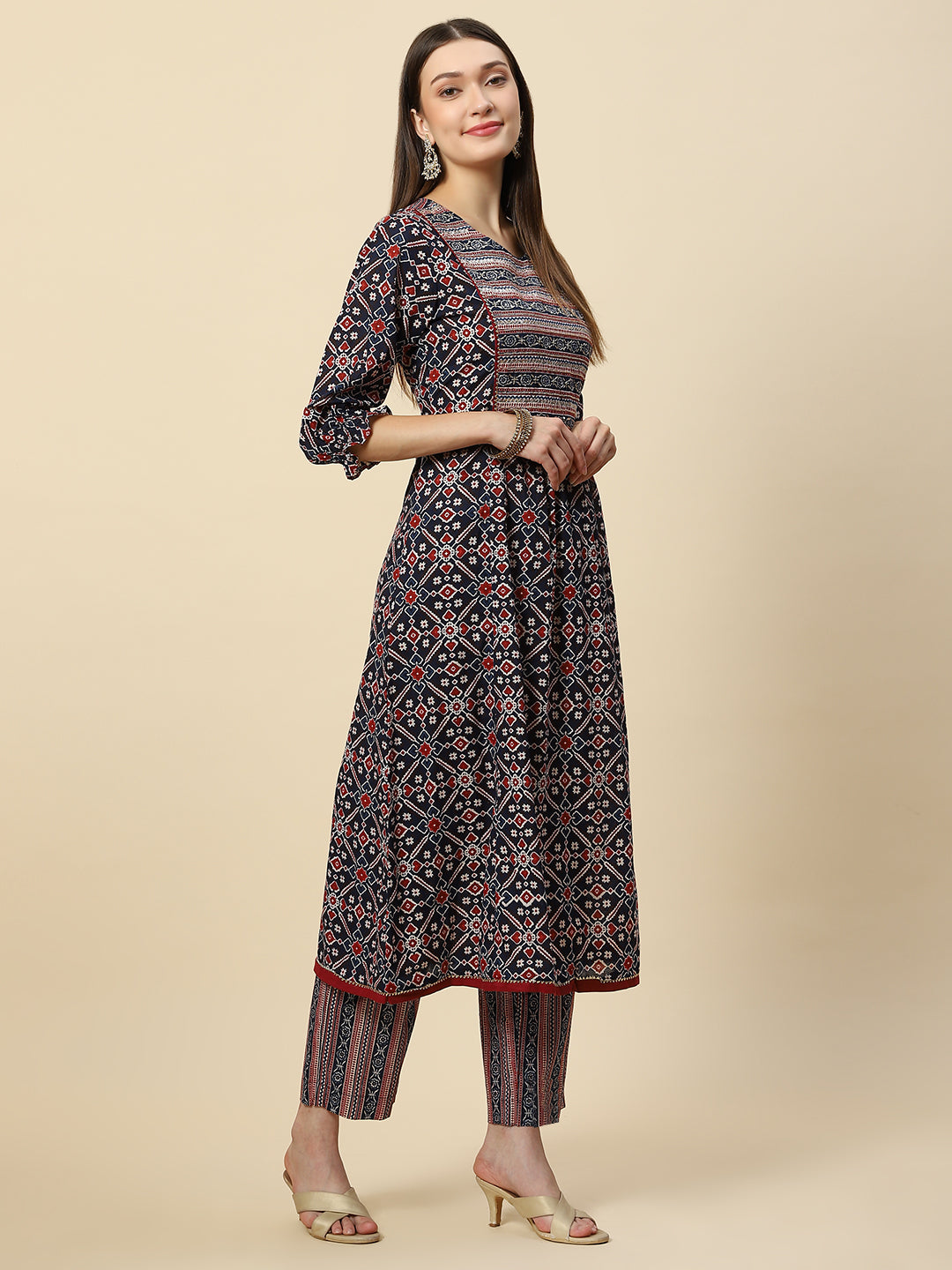 Printed Cotton Kurta With Pants