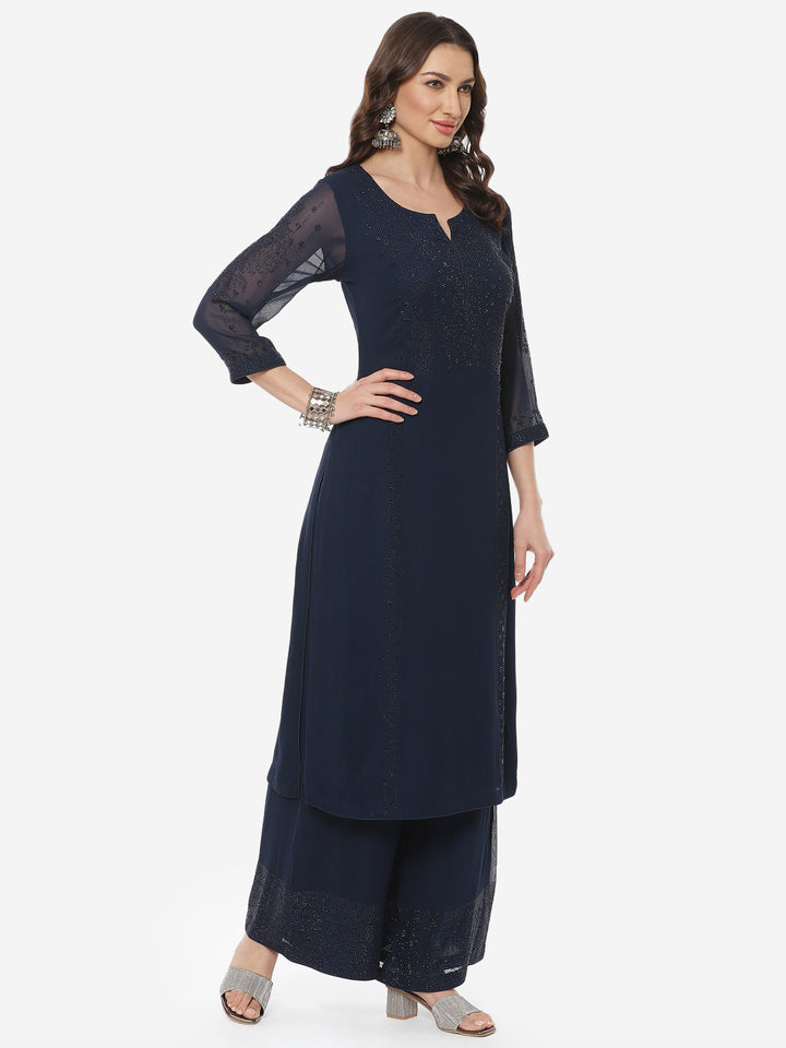 Swarovski Georgette Anarkali Stitched Salwar Kameez With Net Dupatta