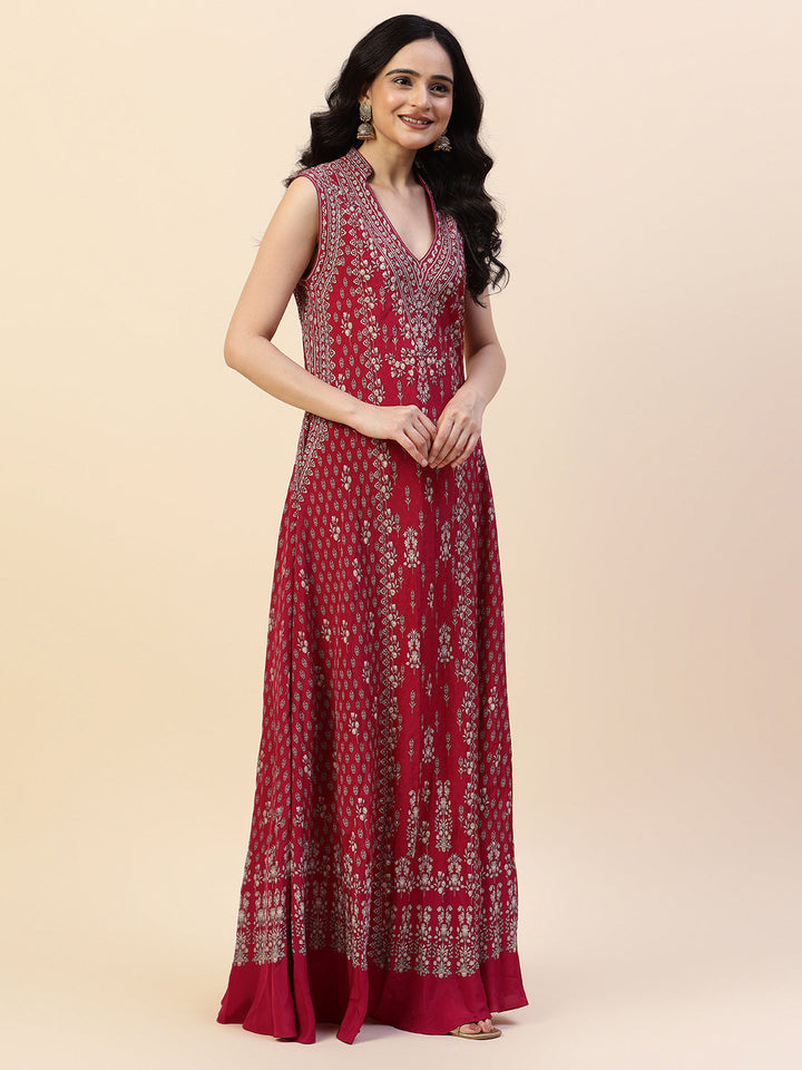 Digital Printed Crepe Gown