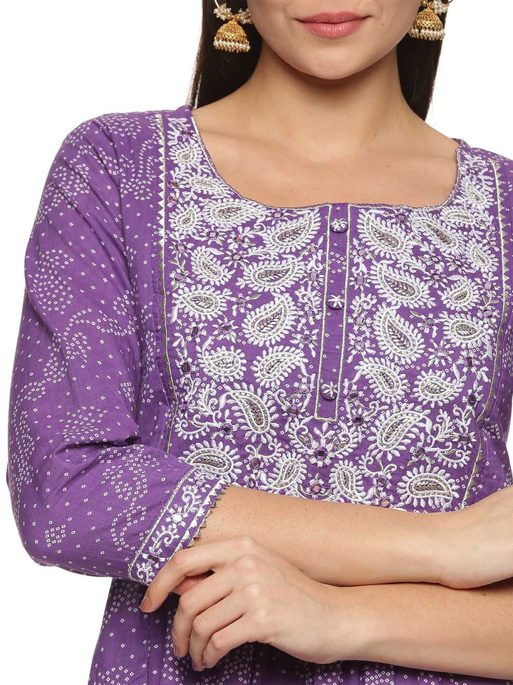 Printed Cotton Kurta With Pants