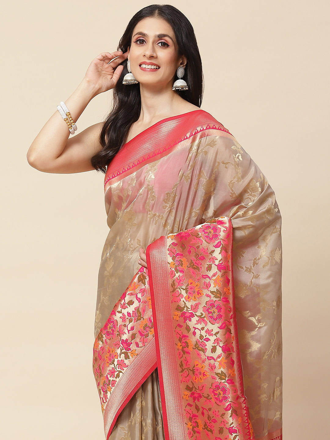 Zari Jaal Woven Organza Saree