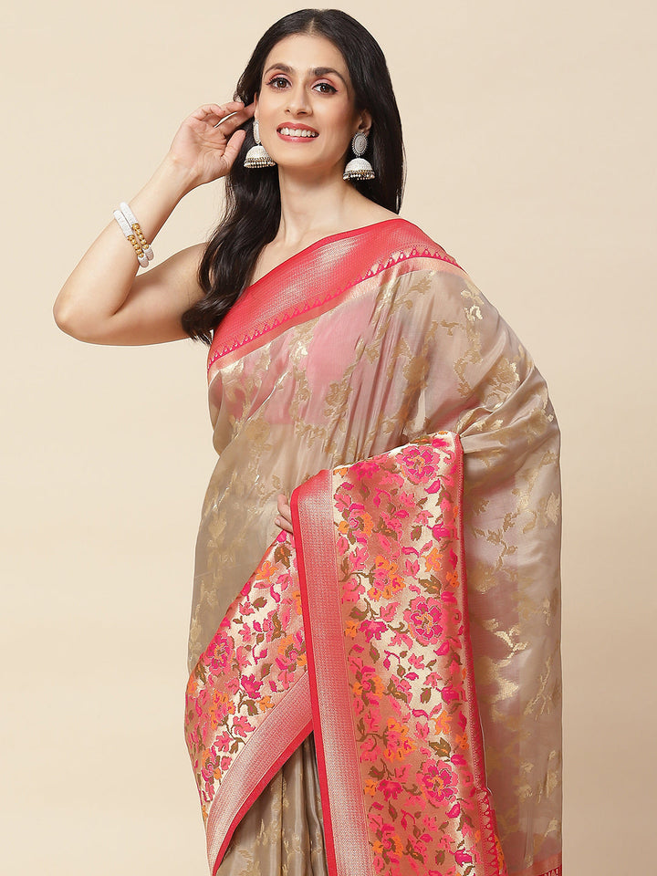 Zari Jaal Woven Organza Saree