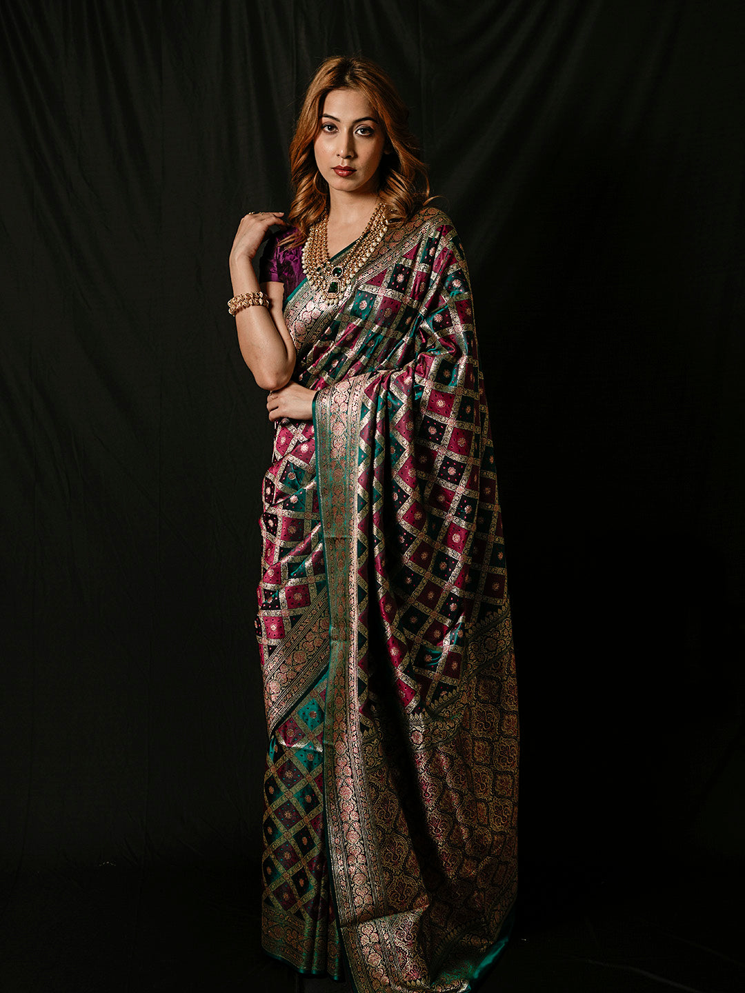 Woven Design Satin Saree