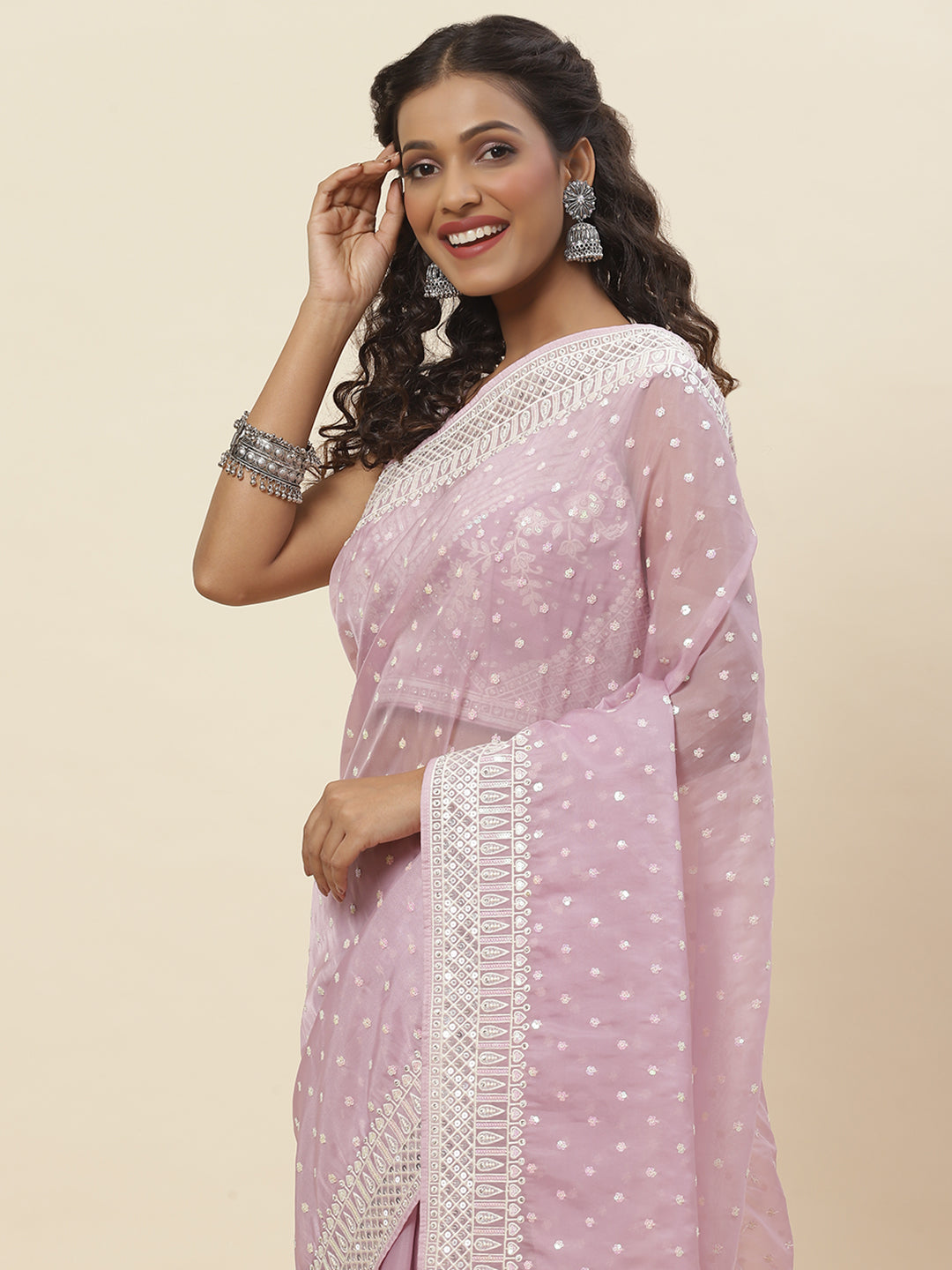 Embroidered Organza Saree