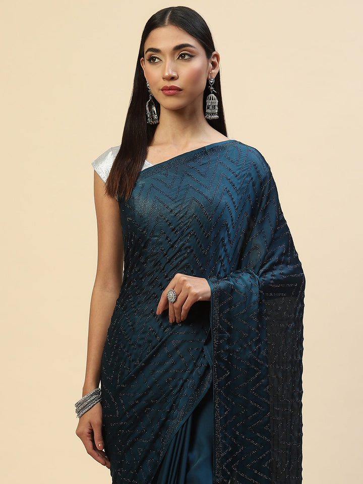 Swarovski Jaal Embroidered Satin Saree