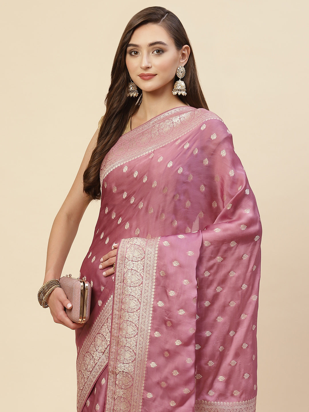 Zari Jaal Satin Woven Saree