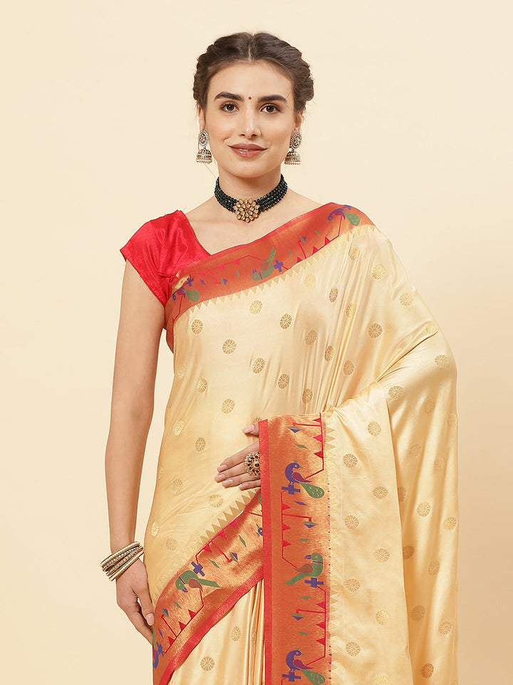 Paithani Silk Saree With Contrast Blouse