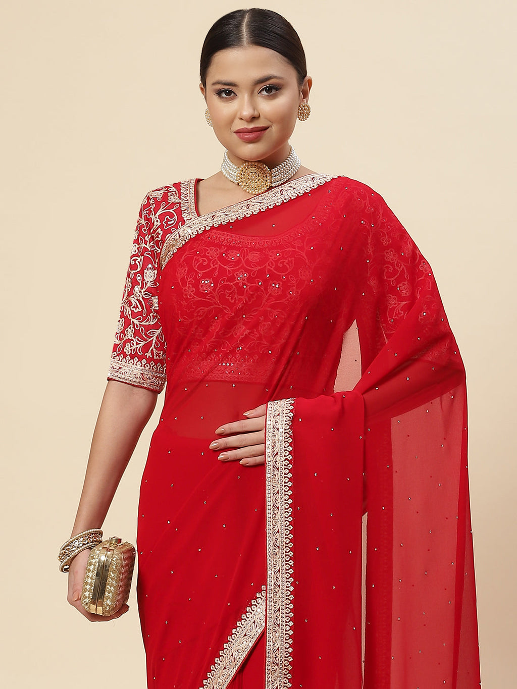 Embroidered Georgette Saree