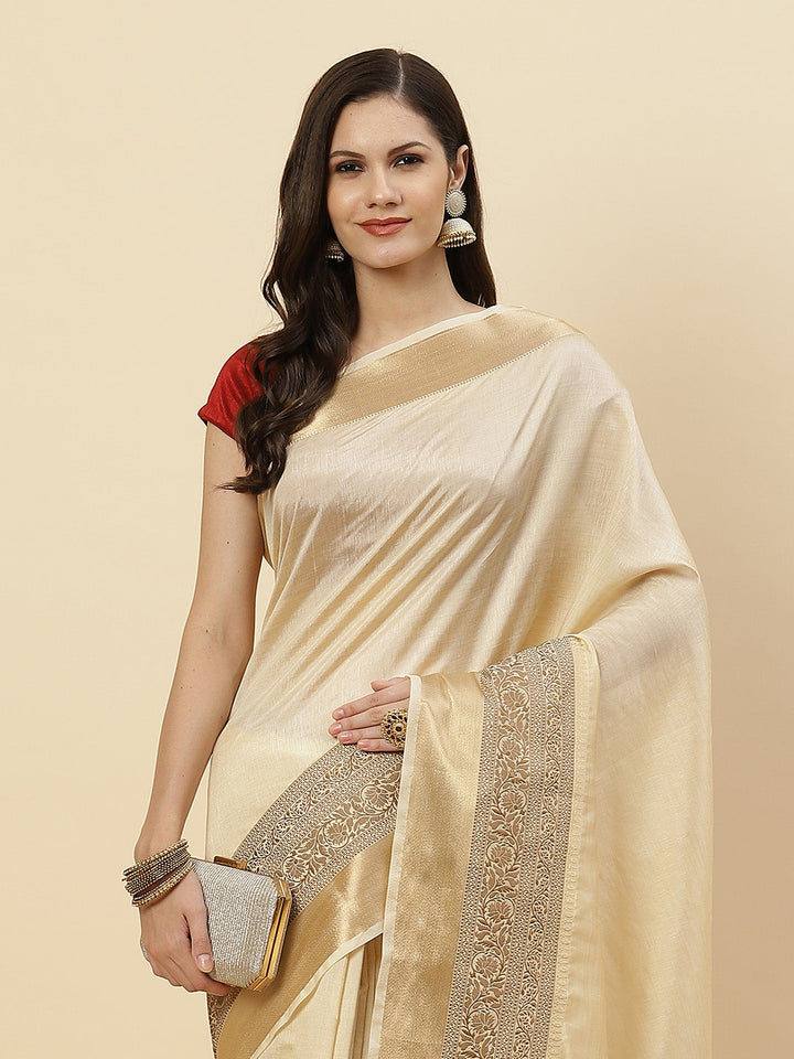 Plain Zari Border Handloom Woven Saree
