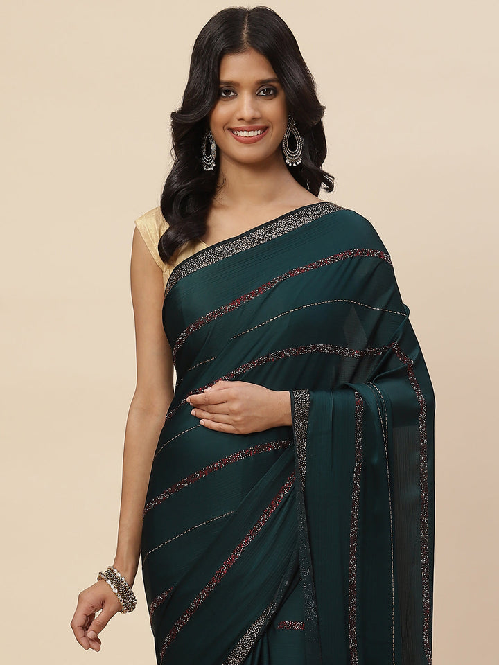 Stone Embroidered Chiffon Saree