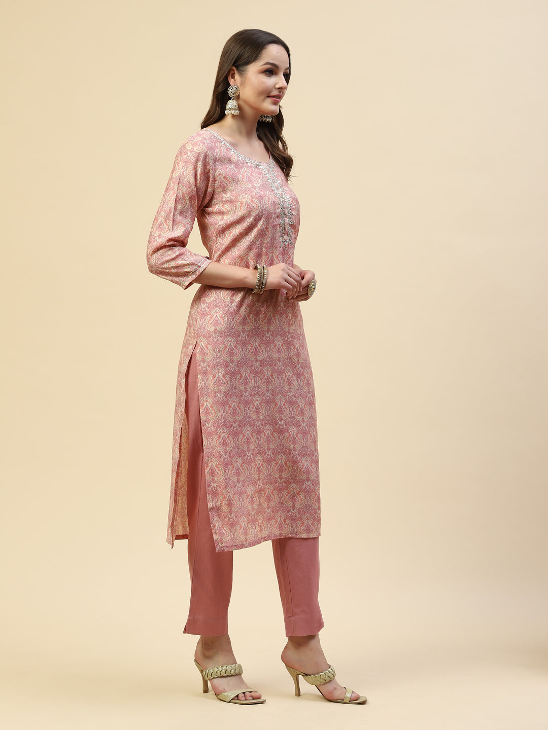 Gota Embroidered Muslin Kurta With Pants