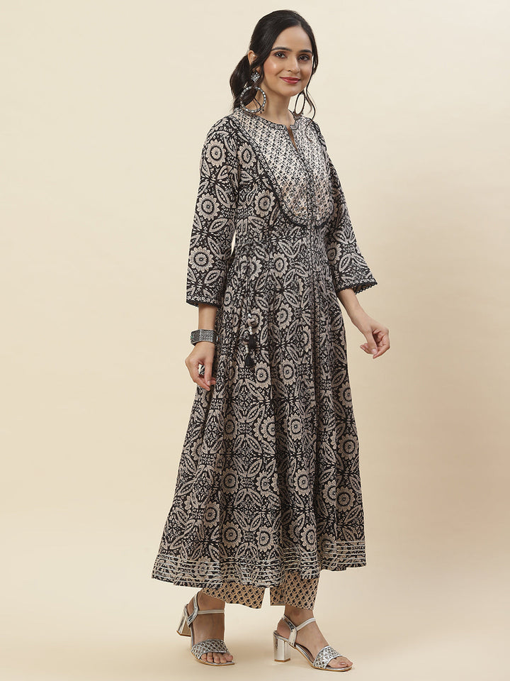 Printed Cotton Kurta With Pants