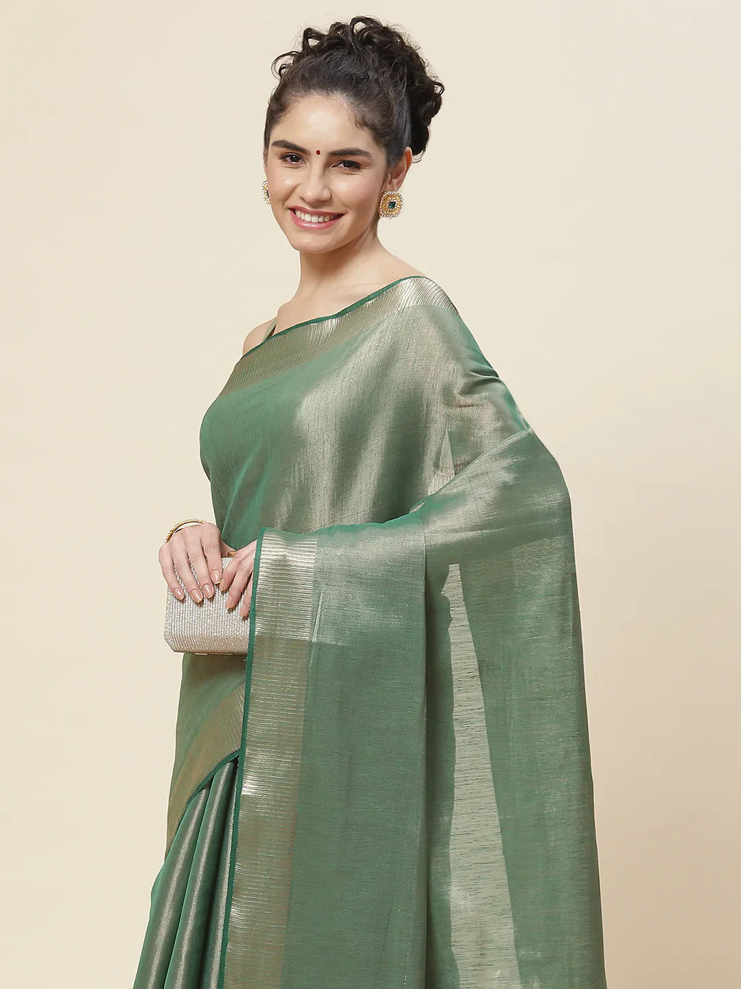 Plain Zari Border  Handloom Woven Saree