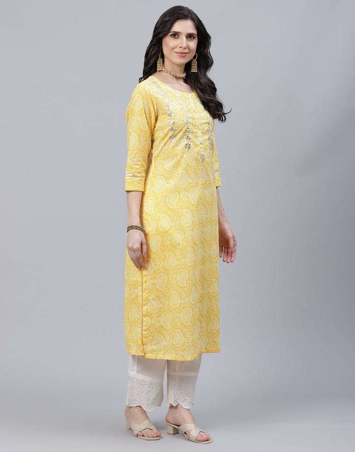 Printed Cotton Kurti Set with Gota Work