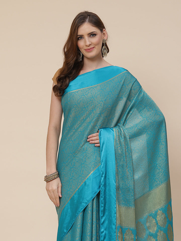 Light Brocade Georgette Plain Saree