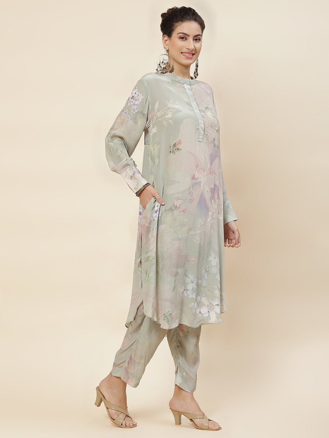 Printed Crepe Kurta With Pants