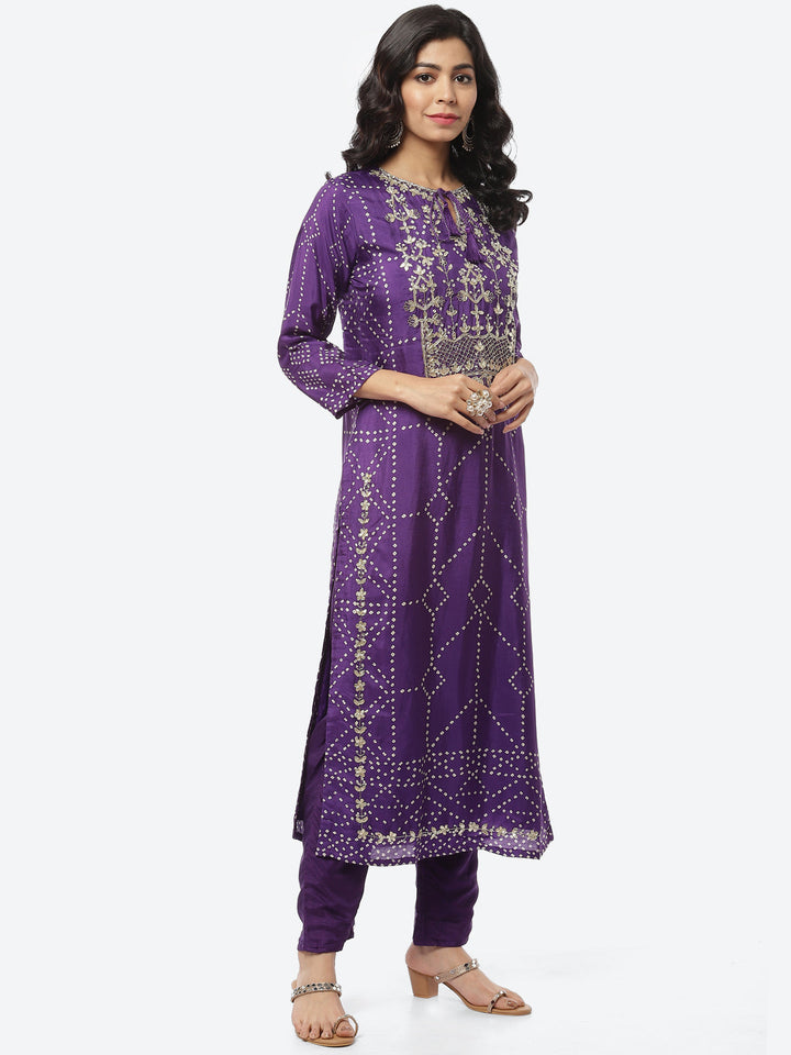 Gota Work Art Handloom Stitched Salwar Kameez With Chiffon Dupatta