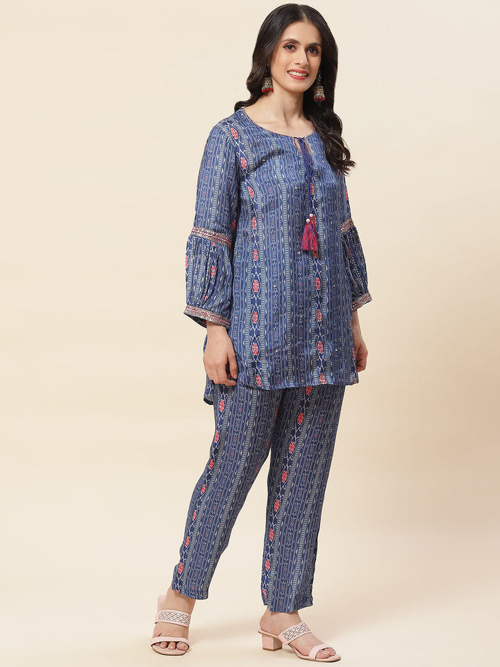 Printed Muslin Kurti With Pants