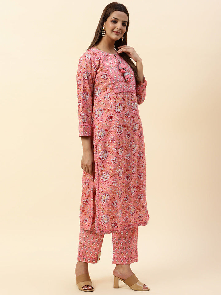 Printed Cotton Kurta With Pants