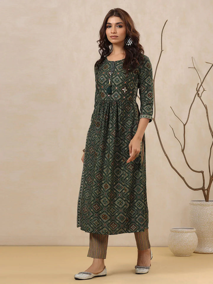 Printed Muslin Kurta With Pants