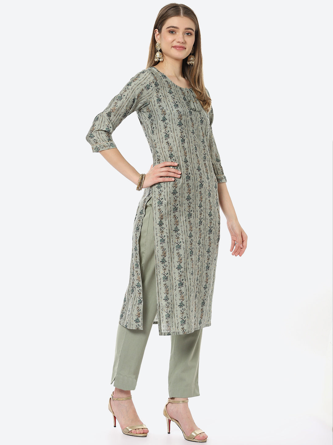Printed Muslin Kurta With Pant