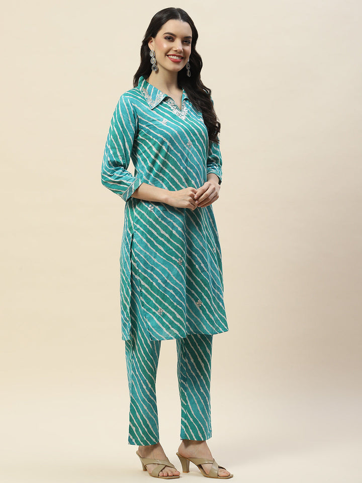 Printed Cotton Kurta With Pants