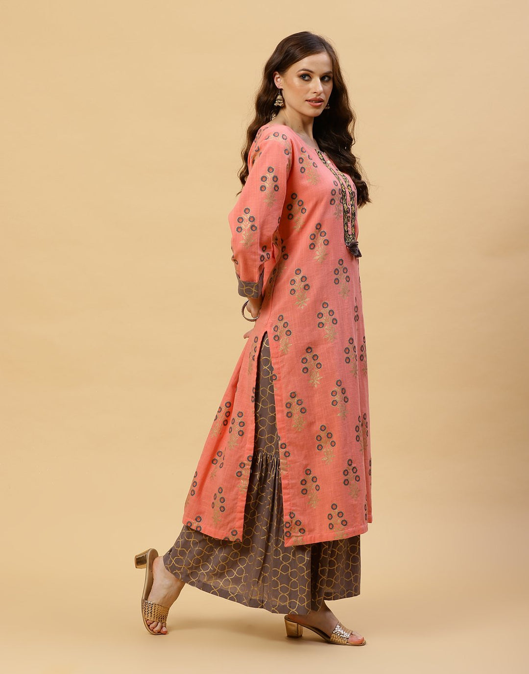 Printed Cotton Kurti With Palazzo