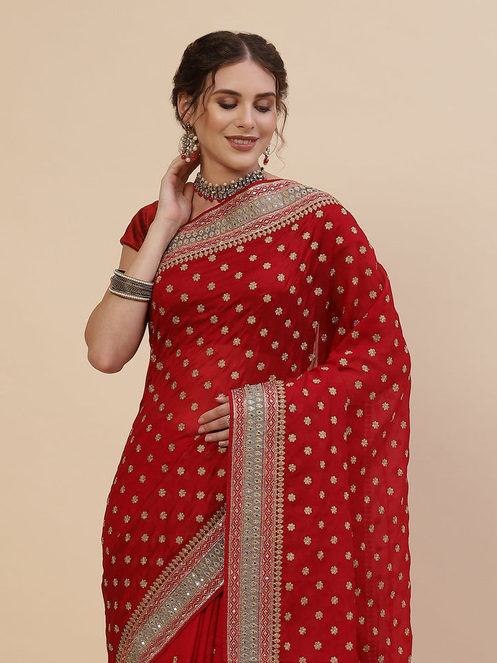 Resham Border Art Georgette Embroidered Saree