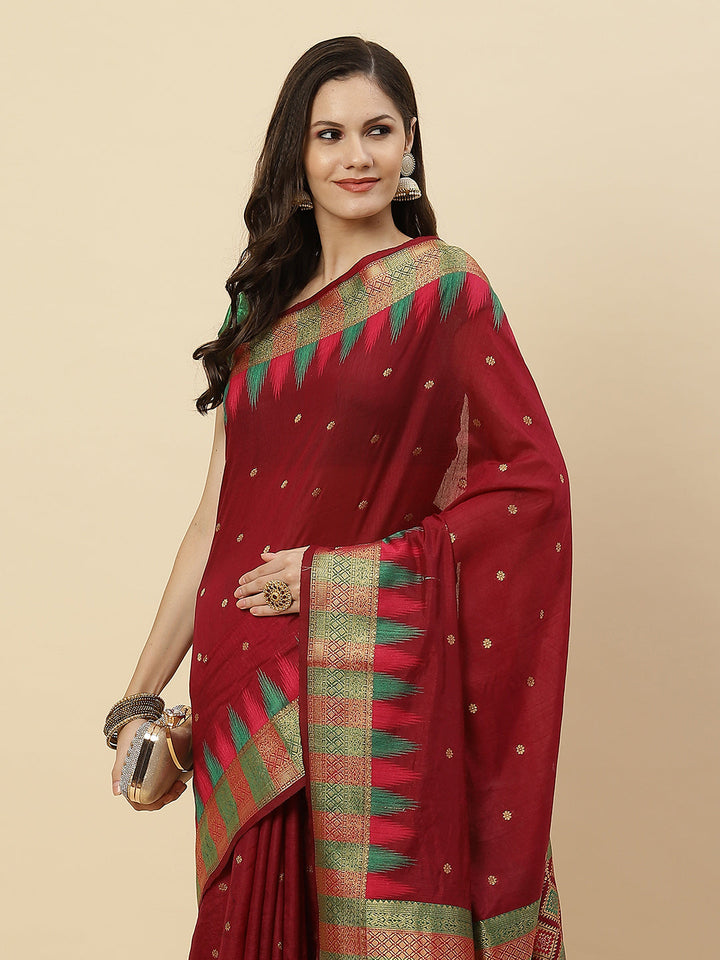 Plain Zari Border Handloom Woven Saree
