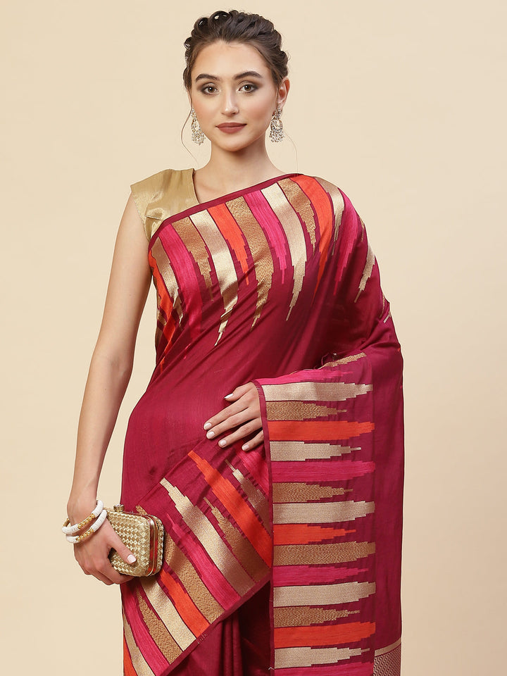 Plain Zari Border Handloom Woven Saree