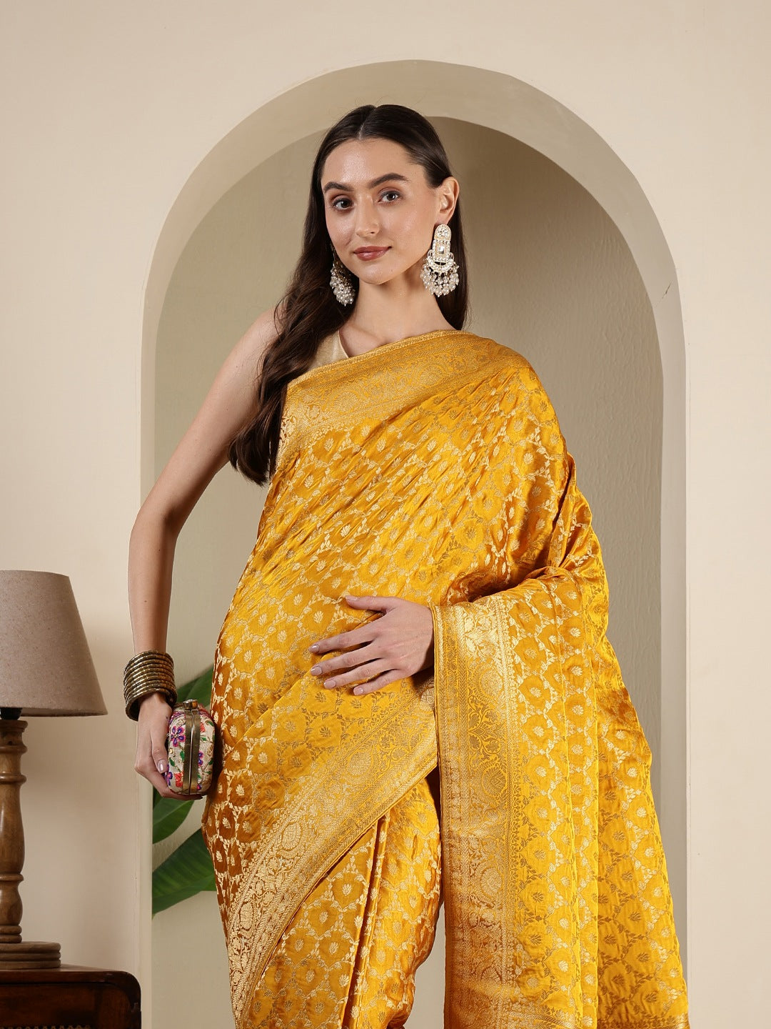 Woven Design Satin Saree